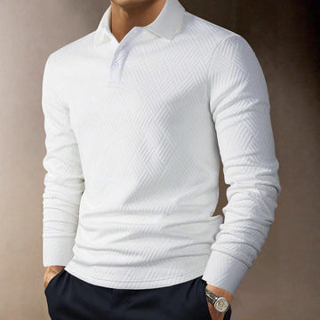 Men's Versatile Solid Color Fashion Lapel Long Sleeve Polo Shirt