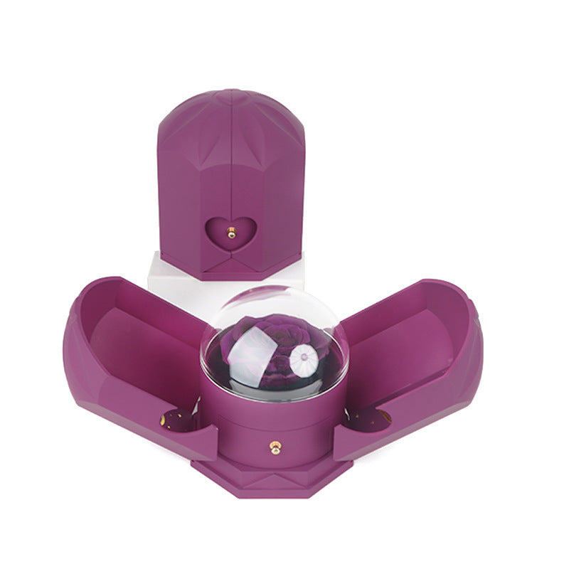 Creative Double Open Rose Gift Box Drawer Jewelry Box