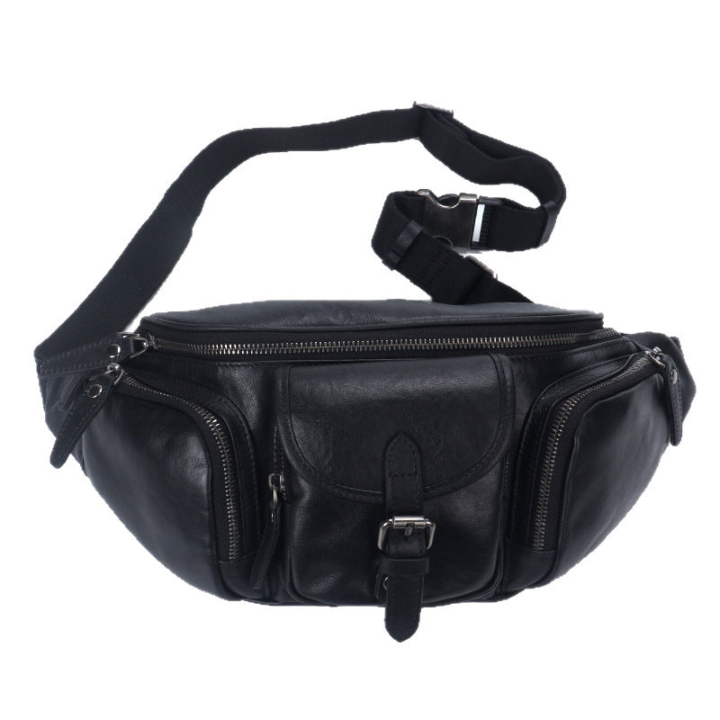 Outdoors Commute Slanted Chest Bag First Layer Cowhide High-grade All-match Trendy Backpack