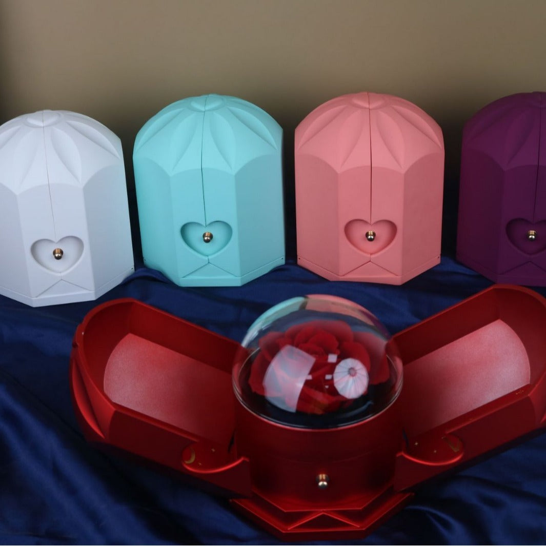 Creative Double Open Rose Gift Box Drawer Jewelry Box