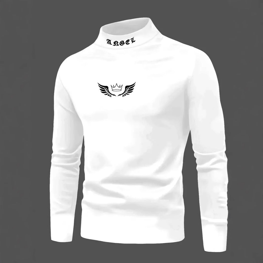 Casual Crown Print Pattern High Neck Print Long Sleeve Summer