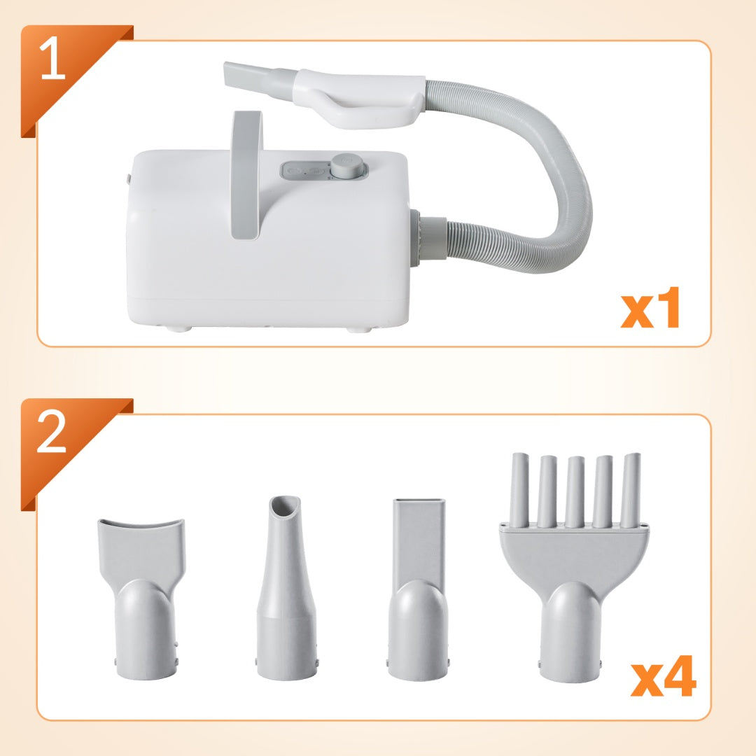 1550W High Velocity Pet Blow Dryer With Heater For Grooming, Speed Temperature Adjustable Dog Blower Grooming Dryer With 4 Nozzles