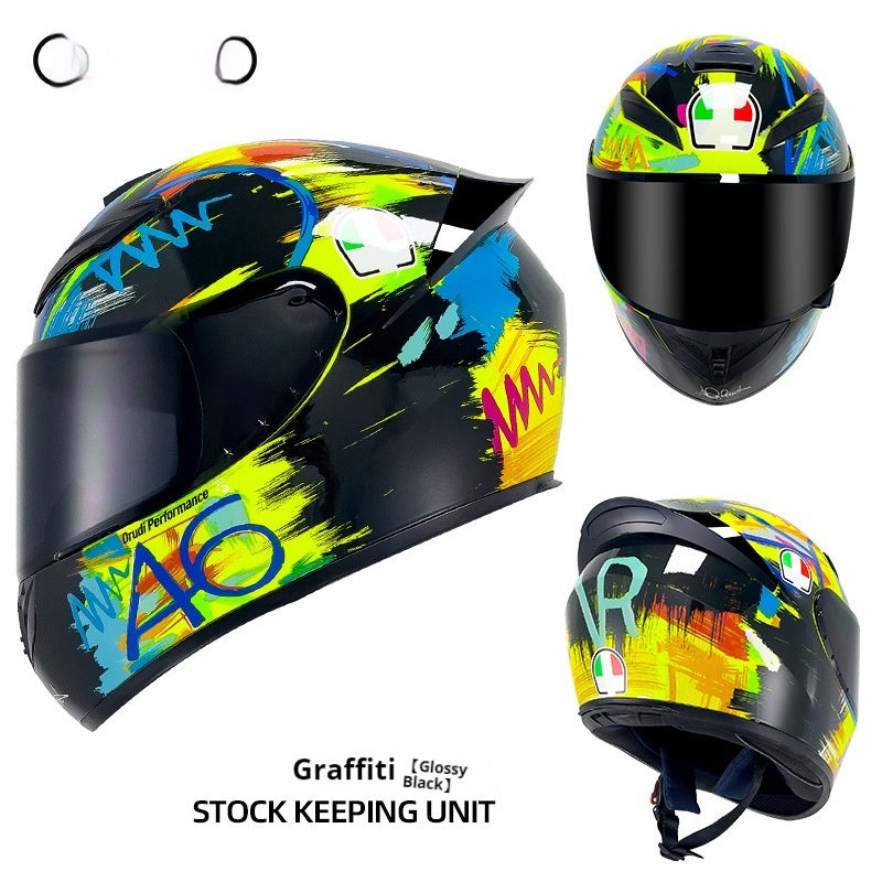 Winter Personality Motorcycle Helmet Four Seasons Knight Bluetooth Locomotive Full Face Helmet