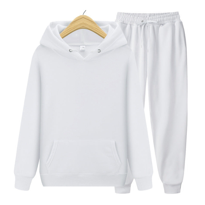Men's Sports Ribbed Cuffs Hem Hooded Solid Color Pullover Sweater Set