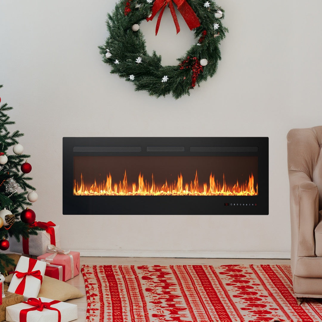 Electric Fireplace, 1500W-750W Wall Mount Or Recessed Fireplace Insert And Freestanding, Electric Fireplace Heater With Remote Control