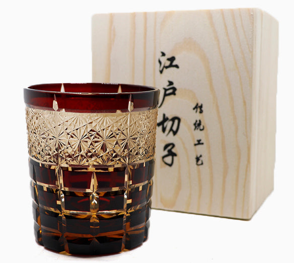 Jinzhi Japanese-style Jianghu Crystal Glass Rewell Cup Hand Carved Whiskey Shot Glass Retro