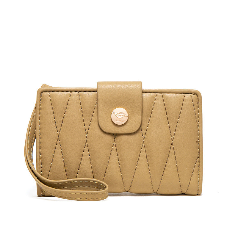 Fashion Rhombic Zipper Buckle Middle Long Wallet