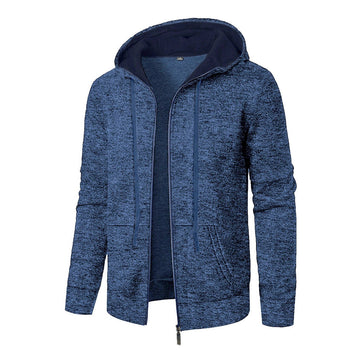 Men's Sports Fitness Casual Jacquard Sweater Hooded Coat