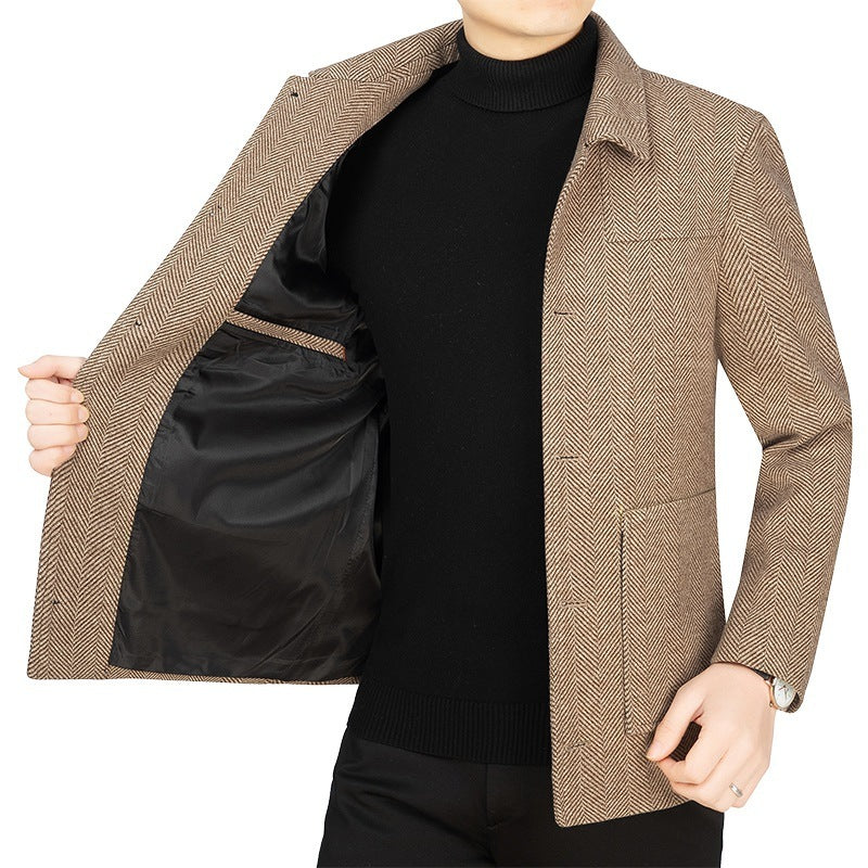 Men's Lapel Woolen Jacket Business Casual Jacket