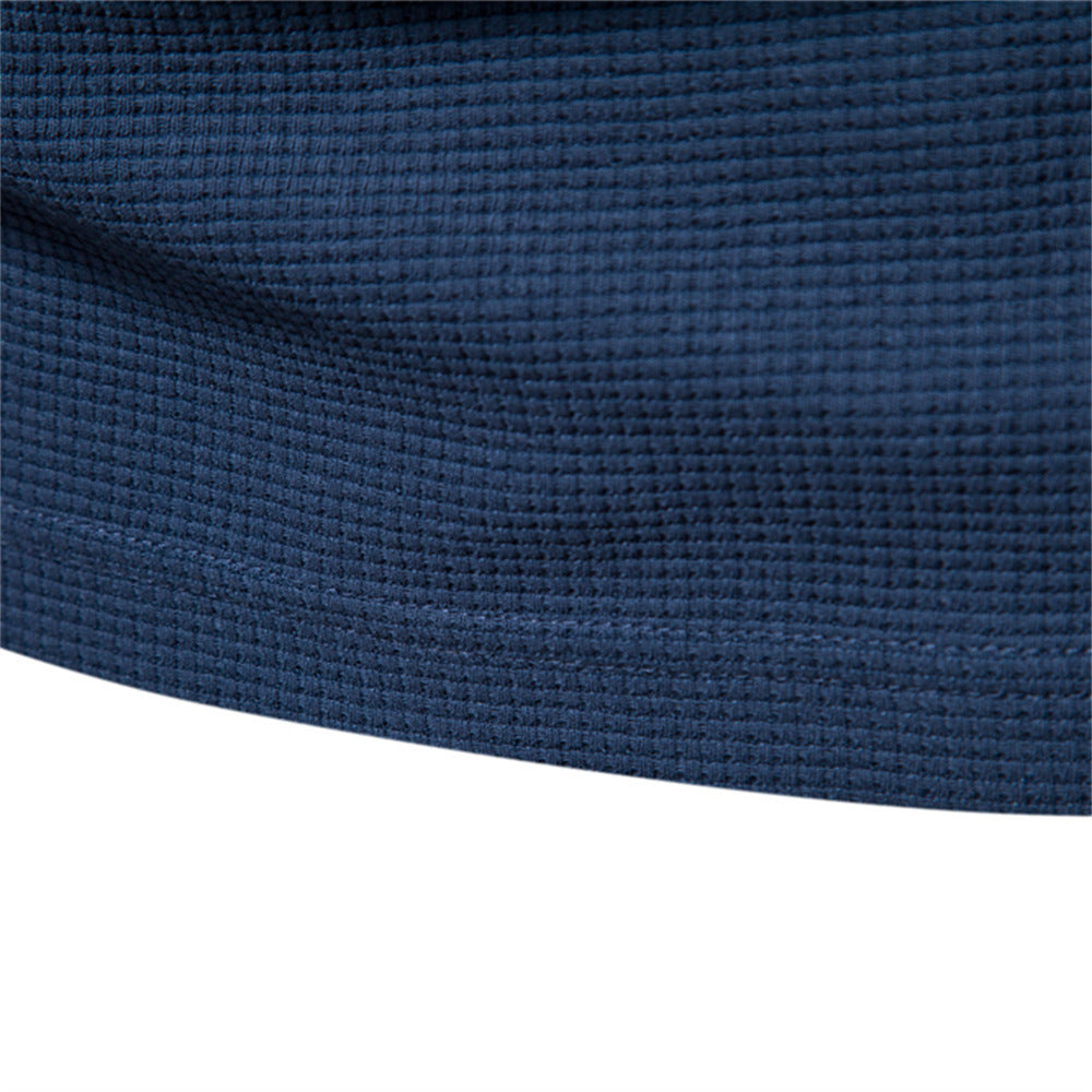 Men's Round Neck Pocket Waffle Long Sleeve Top