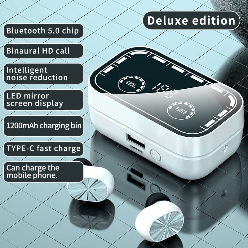 High Battery Wireless Bluetooth Headset With Flashlight Touch