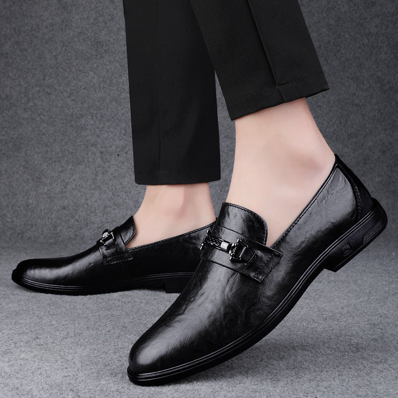 Gentleman Formal Wear Low-top Slip-on Cowhide Shoes