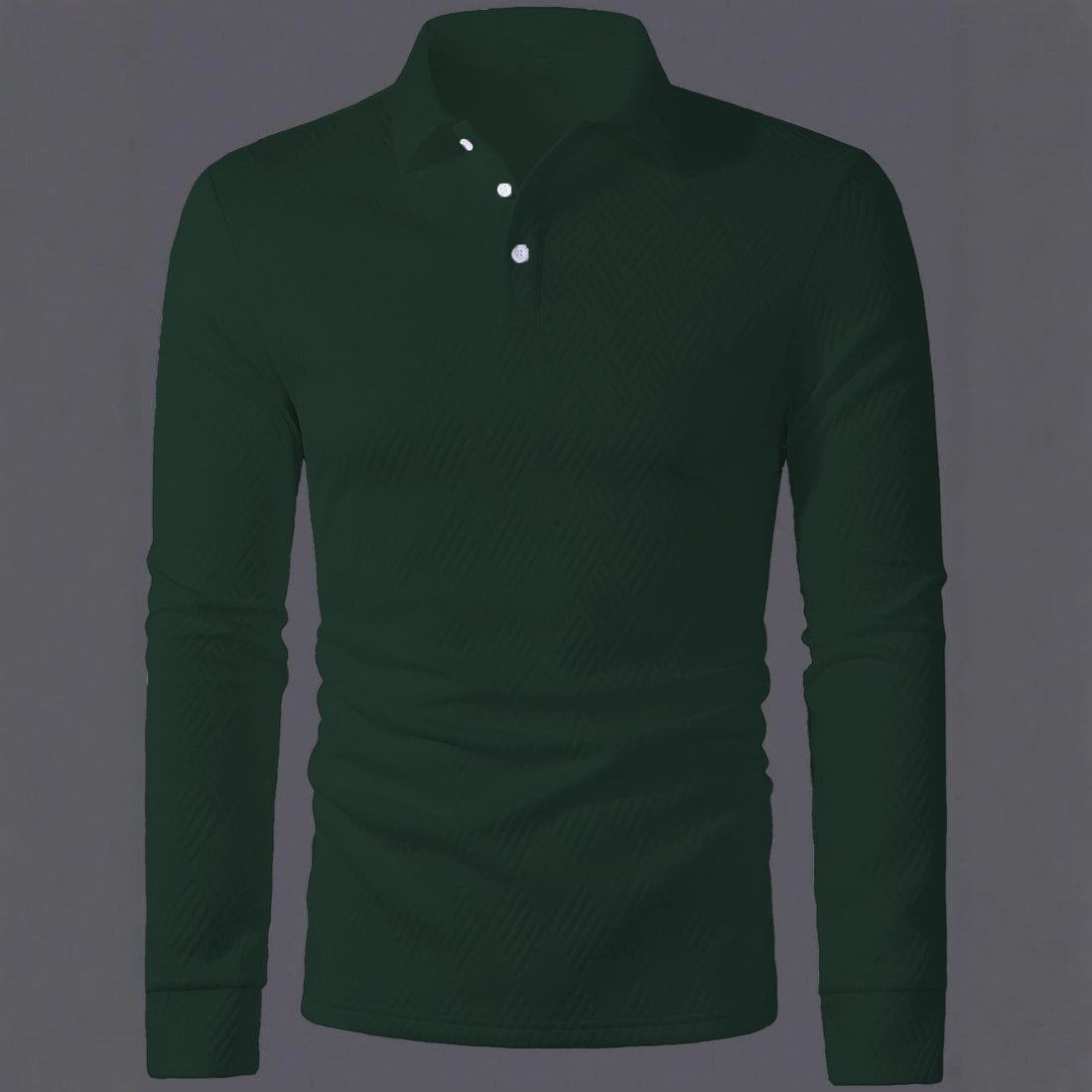 Men's Versatile Solid Color Fashion Lapel Long Sleeve Polo Shirt