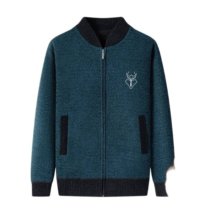 Men's Middle-aged Leisure Simple Warm Knitted Cardigan