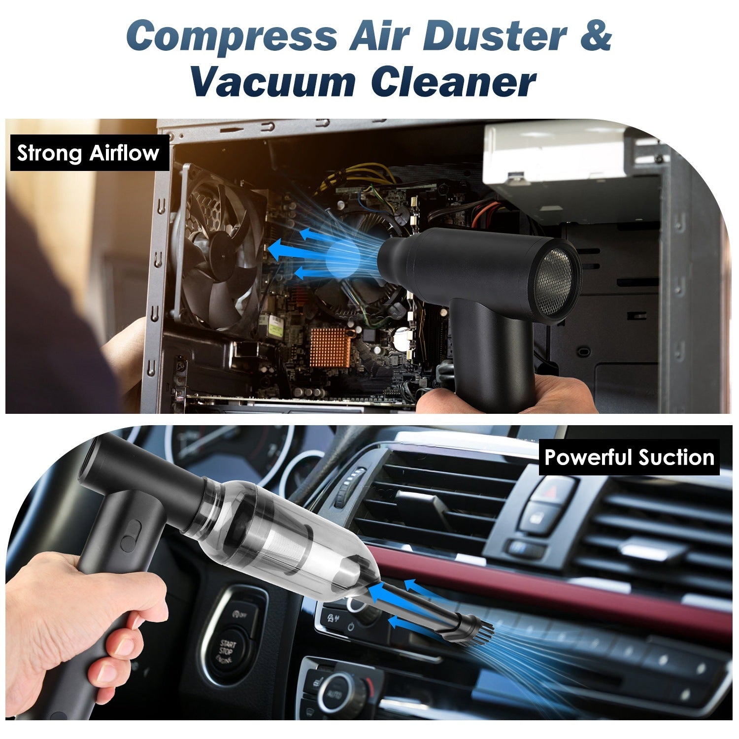 1Set Compressed Air Duster Brushless Motor 250000RPM Stepless Variable Speed 1WmAh Battery Cordless Dust Blower Vacuum Cleaner Portable Jet Dry Blower For PC Keyboard Car Home