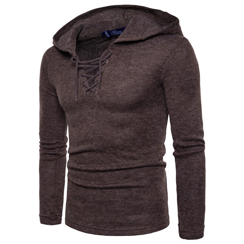 Men's Pullover Hooded Sweater Tie