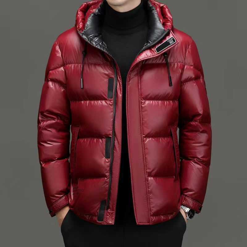 New Winter Down Jacket Men's Duck Down Cold-proof Black Gold Graphene Disposable Hooded Jacket