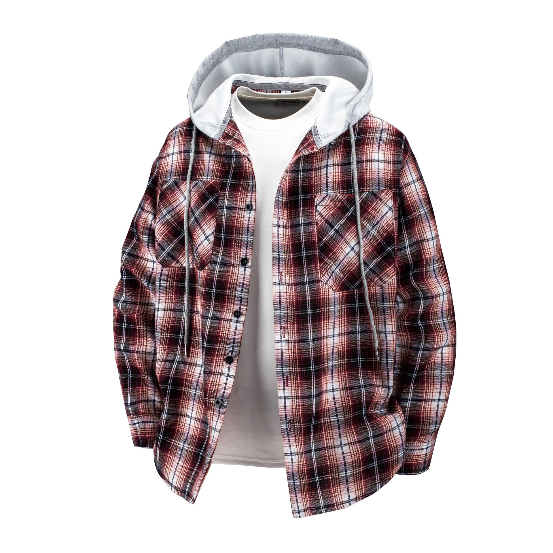 Hooded Men's And Women's Same Plaid Shirt Spring And Autumn