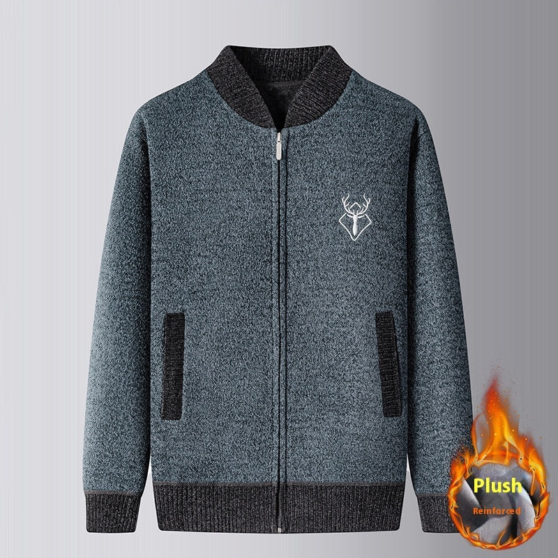 Men's Middle-aged Leisure Simple Warm Knitted Cardigan
