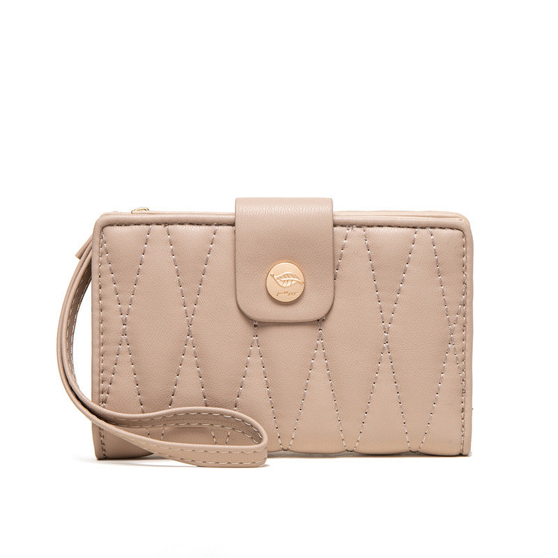 Fashion Rhombic Zipper Buckle Middle Long Wallet